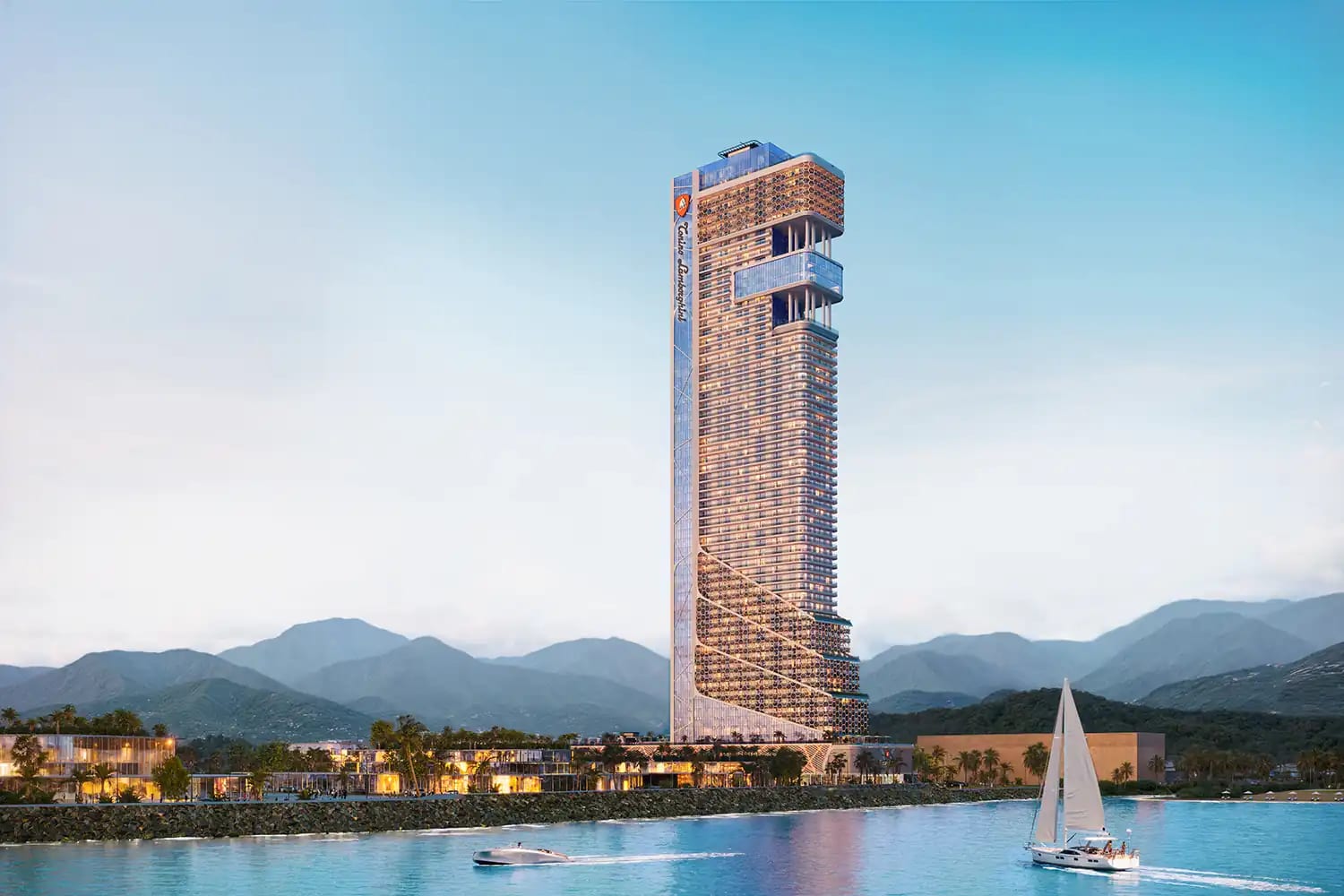 Project render of Tonino Lamborghini Tower Batumi on the Black Sea coast