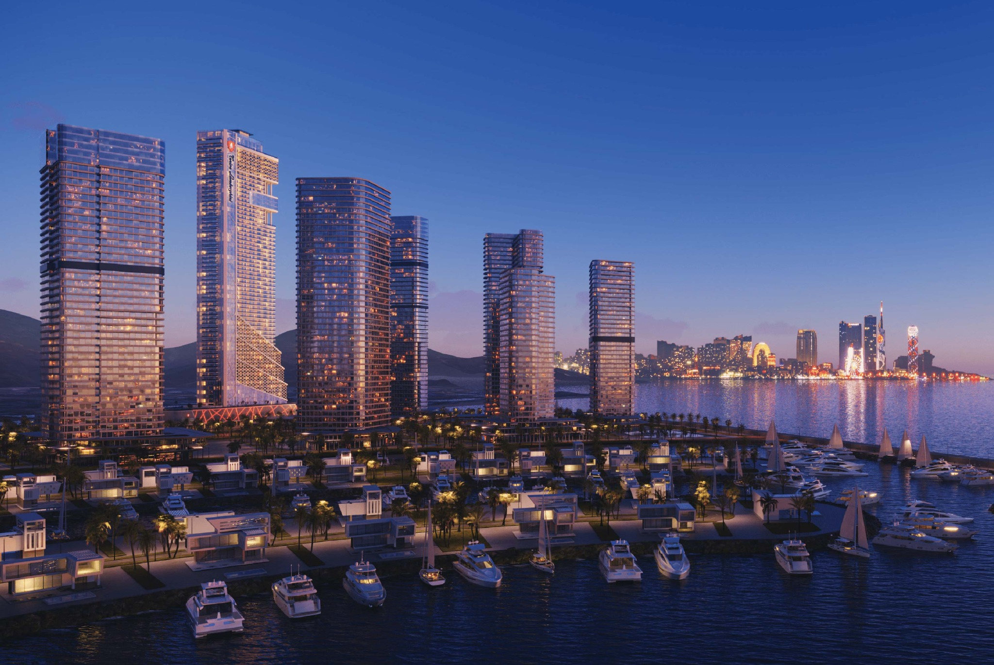 Tonino Lamborghini Tower and Batumi Island marina render
